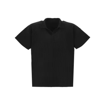 Homme Plissé Issey Miyake Pleated Split Neck Polo Shirt