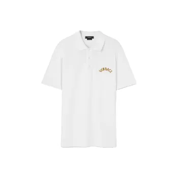 VERSACE Seashell Baroque Logo Embroidered Short Sleeved Polo Shirt