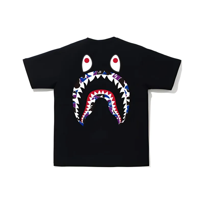 A BATHING APE Shark Series T Shirts Unisex Black-0