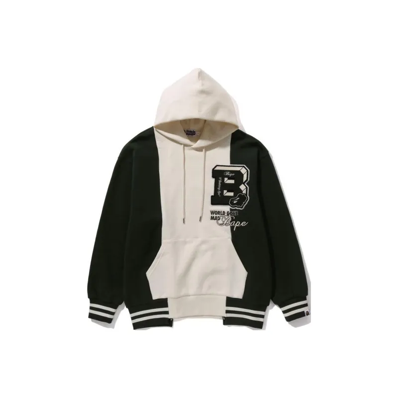 A BATHING APE Badges Color Blocking Pullover Hoodie-0