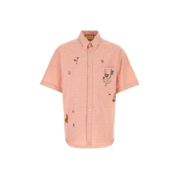 GUCCI All Over Graphic Patch Checkered Buttoned Shirt