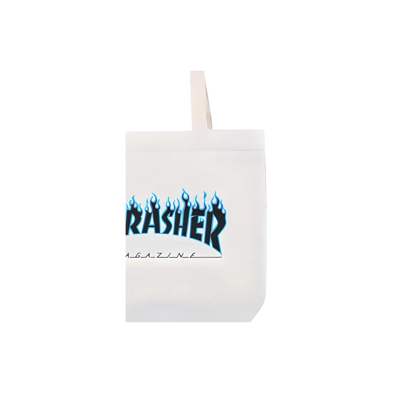 Thrasher Cotton Tote Bag Shoulder Bag Unisex White Purple-3