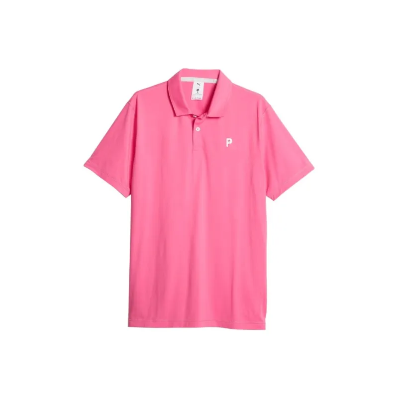 PUMA Golf X PTC Polo Shirts Men Bright Pink Red-0