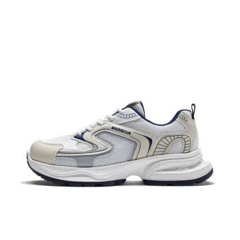 Warrior Anti Slip And Wear Resistant Height Increasing Low Top Chunky Sneakers Women's White With Beige Gray