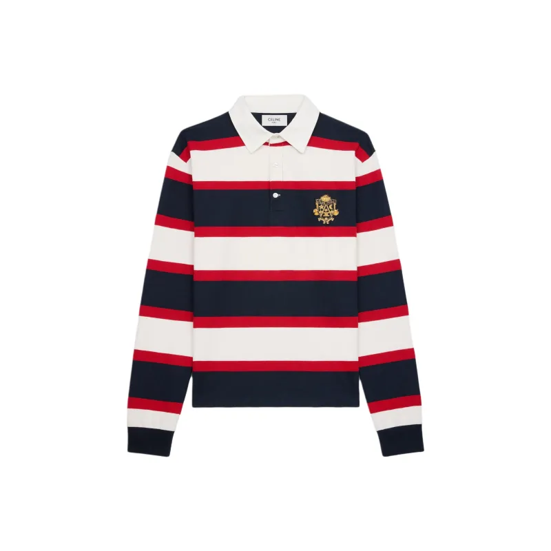 CELINE Blason Rugby Polo Shirt In Striped Jersey-0