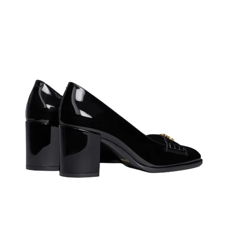 CELINE Lily Triomphe Chunky Heel High Heels Women's Black-3