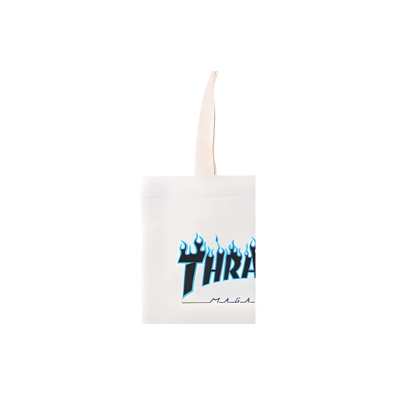 Thrasher Cotton Tote Bag Shoulder Bag Unisex White Purple-2