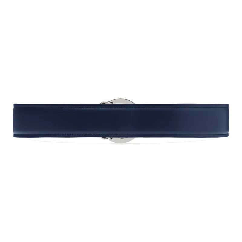GUCCI Blondie Side Badge Smooth Buckle Leather Belts Women's Blue Width: 4cm-1