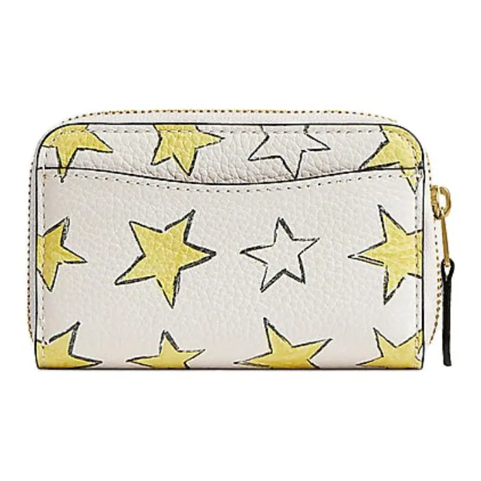 COACH Essential Leather Card Holder Small Size Women's Brass & White-2