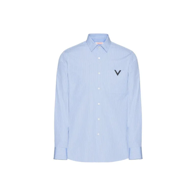 Valentino Logo Plaque Striped Shirt-0