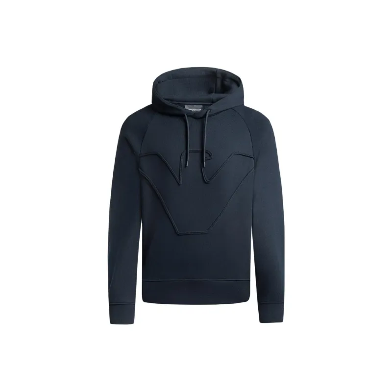 EMPORIO ARMANI Logo Embroidered Drawstring Hoodie-0