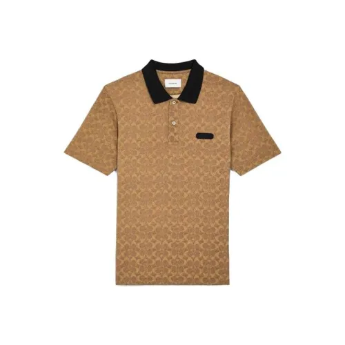 COACH Polo Shirt Men's Brown Yellow