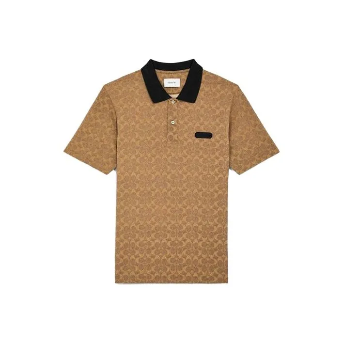 COACH Polo Shirt Men's Brown Yellow-0