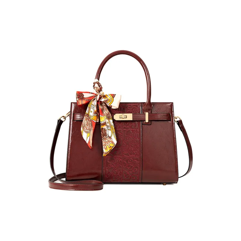 Vigno Synthetic Leather Portable Tote Bag, Shoulder Bag, Crossbody Bag Regular Women's Red-1