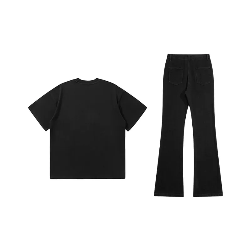 BAGE Casual Sportswear Unisex White Black Jeans-11