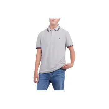 Tommy Hilfiger Regular Fit Tipped Polo Polos Grey Heather Polo Shirt Men's Gray