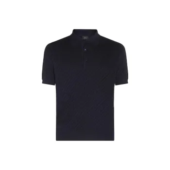 Brioni Woven Pattern Knitted Polo Shirt