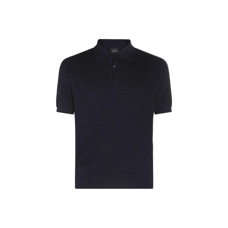 Brioni Woven Pattern Knitted Polo Shirt-0