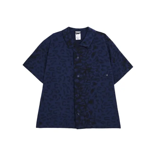 Nike SS24 SB Print Bowler Short Sleeve Button Down Skate Top Shirt Unisex Midnight Navy