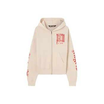 PALM ANGELS Gothic Logo Zipped Crew Hoodie