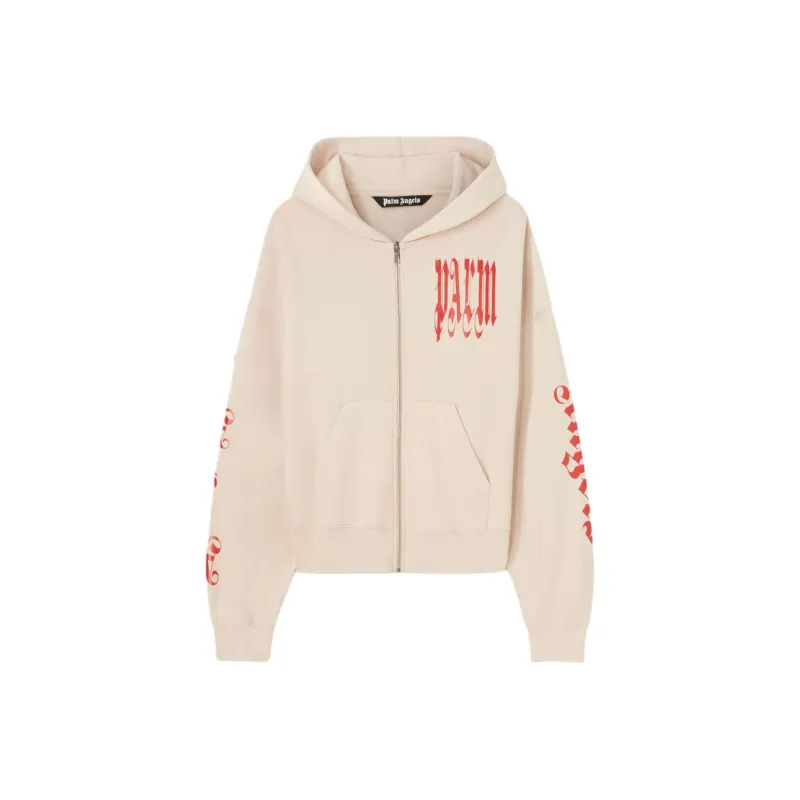 PALM ANGELS Gothic Logo Zipped Crew Hoodie-0