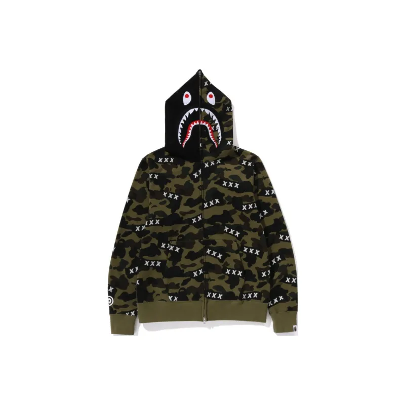 Bape X God Selection Xxx Shark Full Zip Hoodie-0