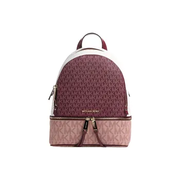 MICHAEL KORS Rhea Zip Leather Backpack Women's Plum Monogram Multicolor