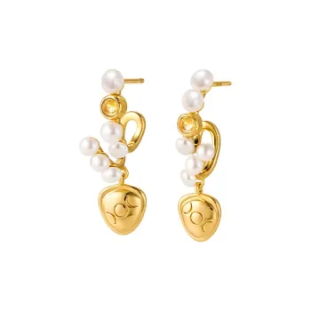 Amber Lollipop Three Phase Goddess Collection Pearl Earrings Women's