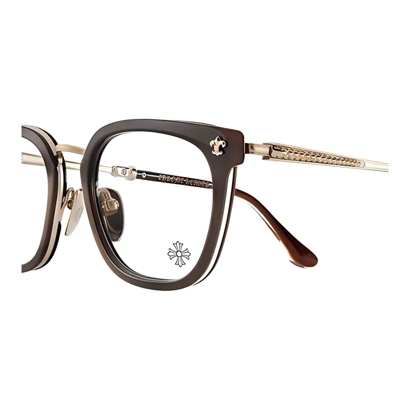 Chrome Hearts Irregular Shape Eyeglass Frames Unisex Coffee-2