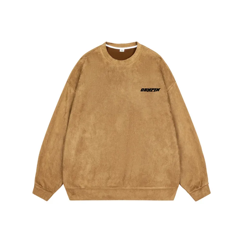 CENPIN Fleece Lined Suede Sweatshirt Unisex-5