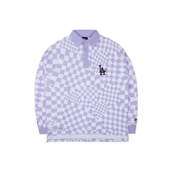 New Era Polo Shirts Unisex Light Purple Plaid
