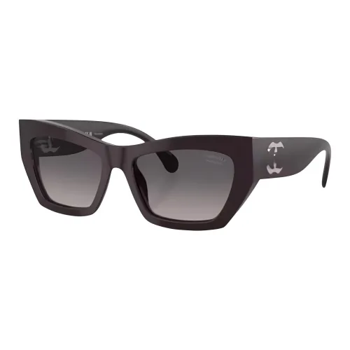 CHANEL Plastic Cat Eye Sunglasses Women's Purple