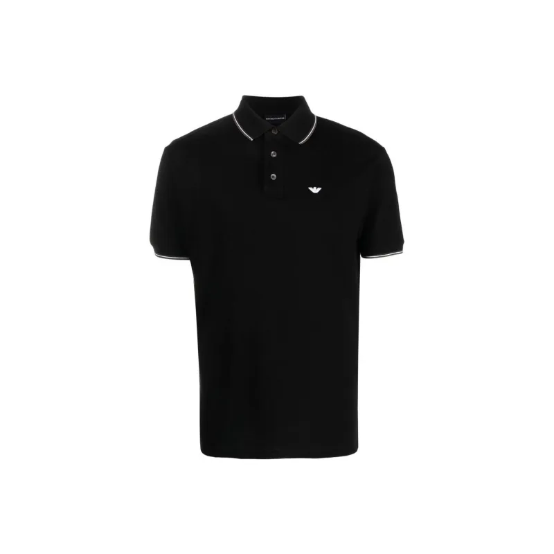 EMPORIO ARMANI Logo Embroidered Short Sleeved Polo Shirt-0