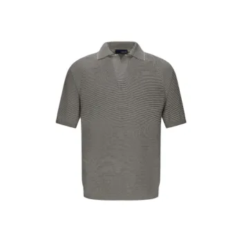 LARDINI Polo Shirt Men's Black White Stripes
