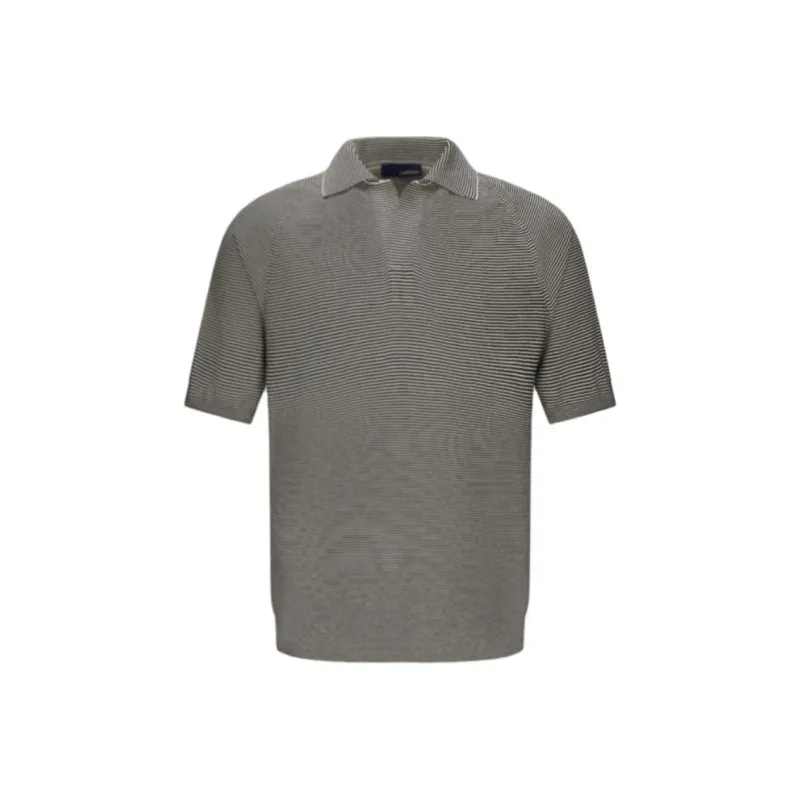 LARDINI Polo Shirt Men's Black White Stripes-0