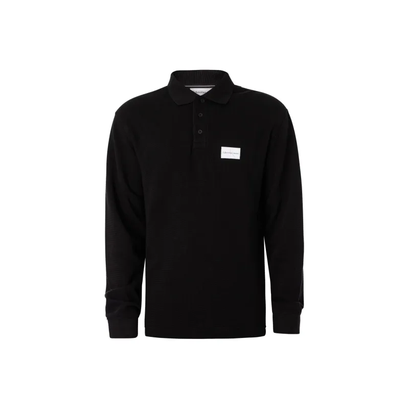 Calvin Klein Logo patch Long sleeve Polo Top-0