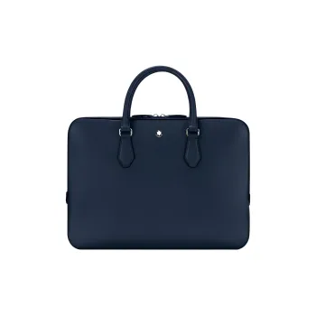 MONTBLANC Cow Leather Portable Briefcase Men's Ink Blue