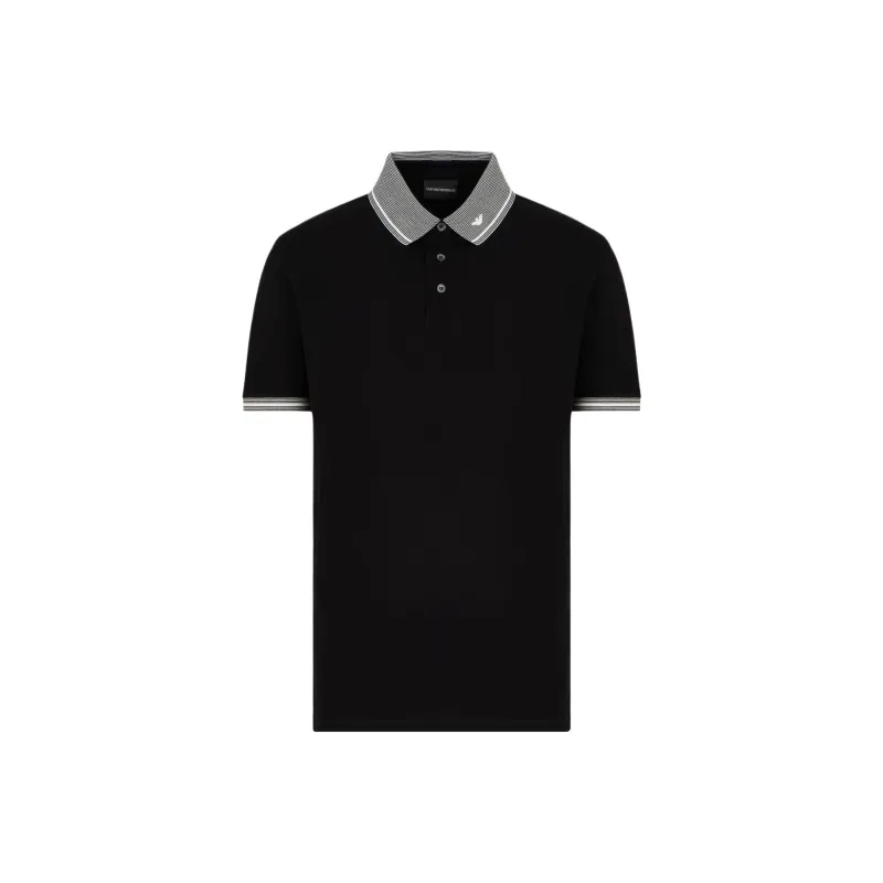 EMPORIO ARMANI Piqué Polo Shirt With Piped Collar-0