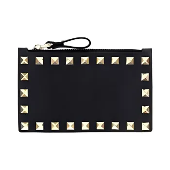 Valentino Rockstud Cow Leather Wallet Unisex Black