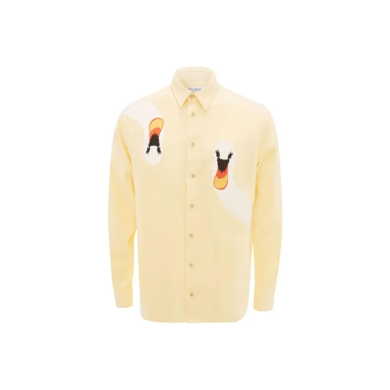 JW Anderson FW22 Men Graphic Print Button-Up Shirt Yellow-0