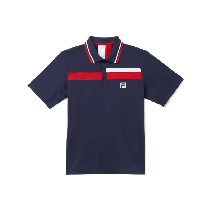 FILA Essentials Polo Shirt Men's Marine Blue Red White-0