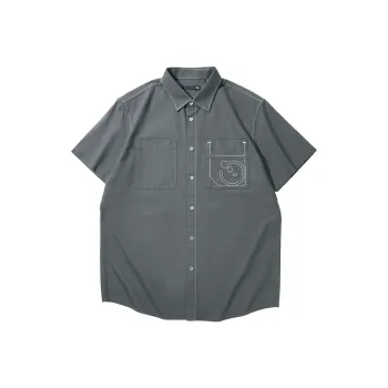 HLA Oxford Lapel 100% Cotton Short Sleeved Fashion Shirt Men's