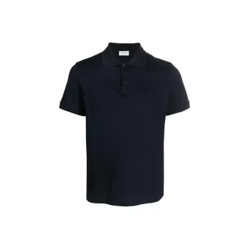 SAINT LAURENT Cassandre Logo Embroidered Polo Shirt