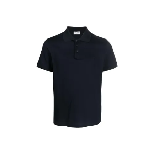 SAINT LAURENT Cassandre Logo Embroidered Polo Shirt