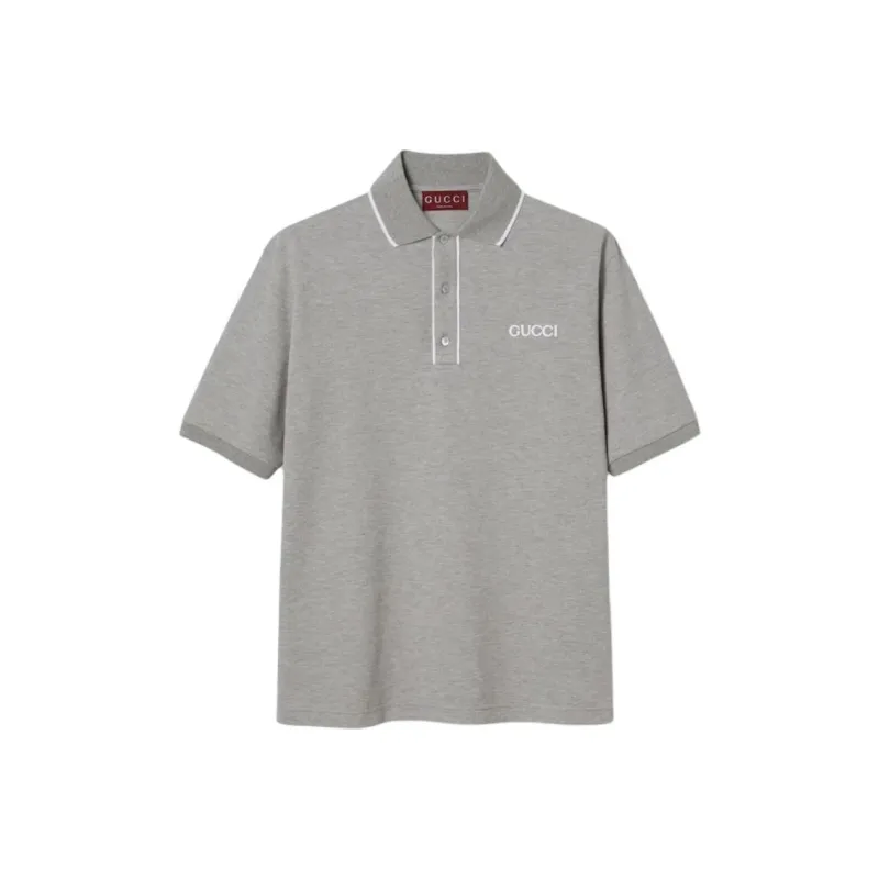 GUCCI Logo Embroidered Short Sleeve Polo Shirt-0