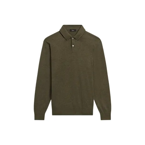 THEORY Polo Shirt Men's Mixed Hunter Green