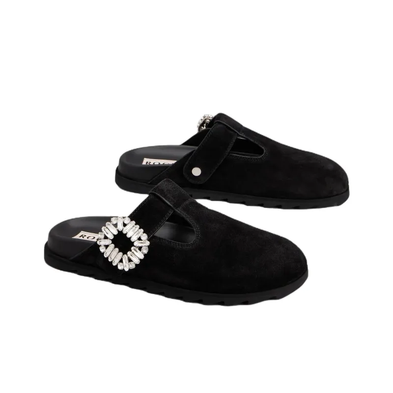 Roger Vivier Slidy Viv' Closed Toe Slippers Women's Black-2