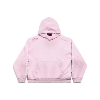 Balenciaga Logo Printed Distressed Hoodie