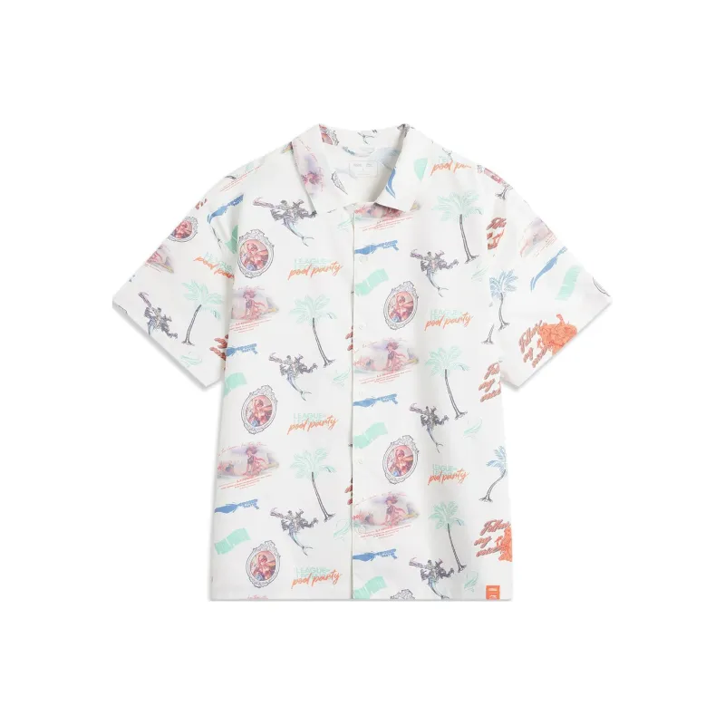 LiNing x LEAGUE OF LEGENDS Sports Life Collection Shirt Men's Ivory Coconut Tree All Over Print-0