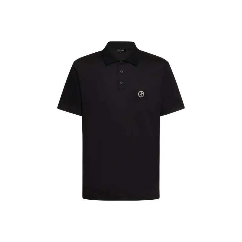 GIORGIO ARMANI Logo embroidered Cotton Polo Shirt-0